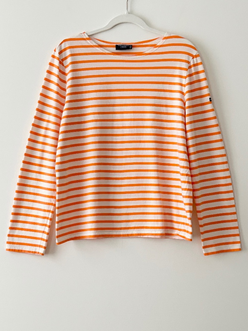 Saint James 100% Cotton Orange & Cream Striped Breton Top